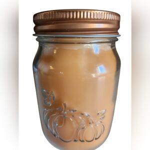 Pumpkin Design Tan Jar Candle 16 Ounces